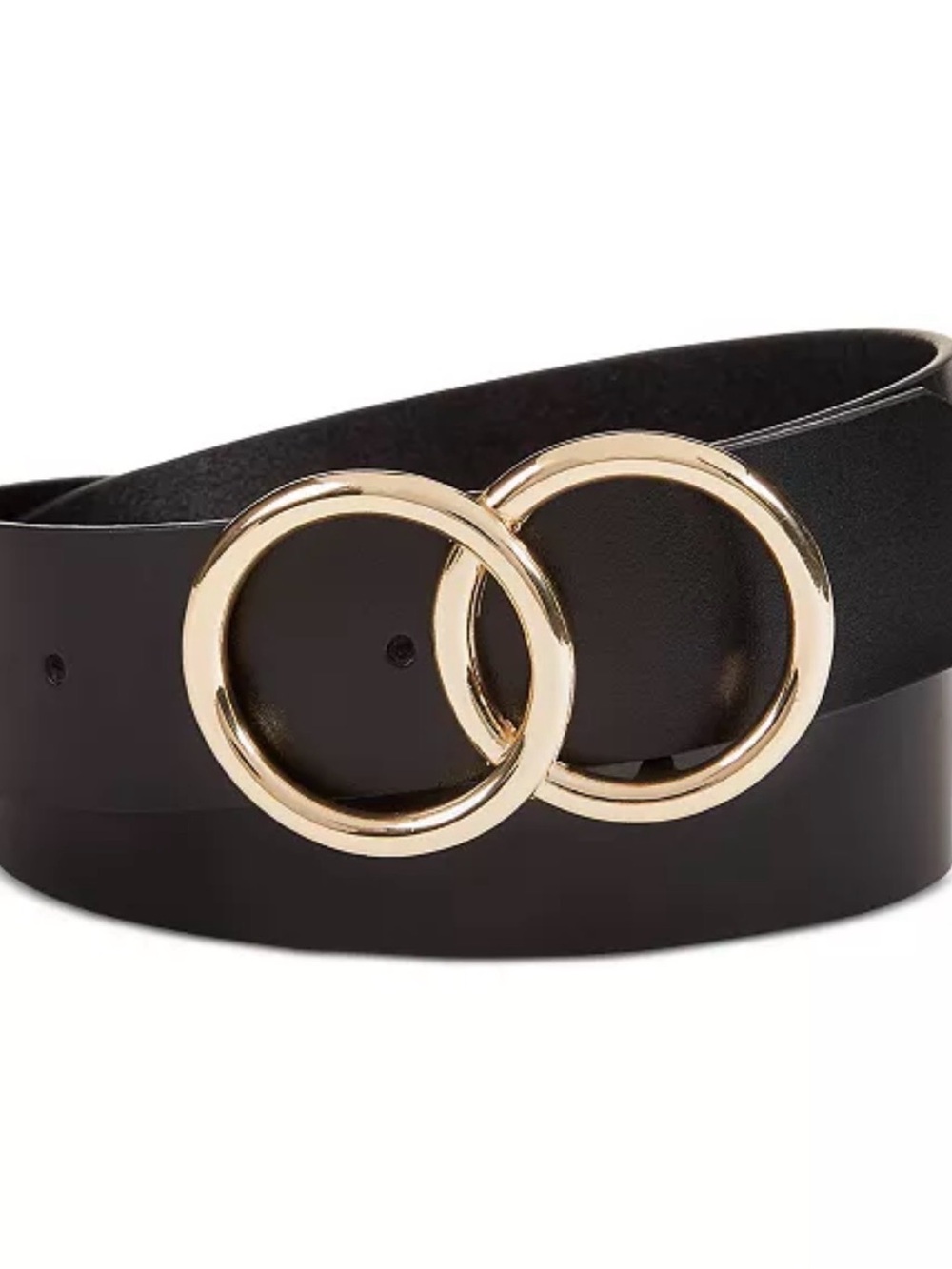 Free People Black Belt with Gold Double Ring Buckle